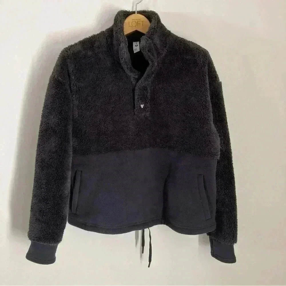 All In Motion Women's Charcoal Fleece Quarter Snap Pullover Size Small